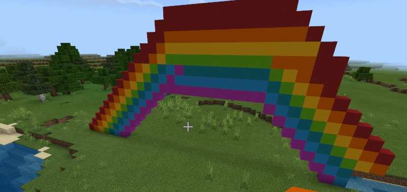 《我的世界》怎么建像素彩虹